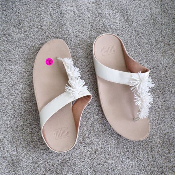 FitFlop white beaded platform sandals 10 - Picture 2 of 10